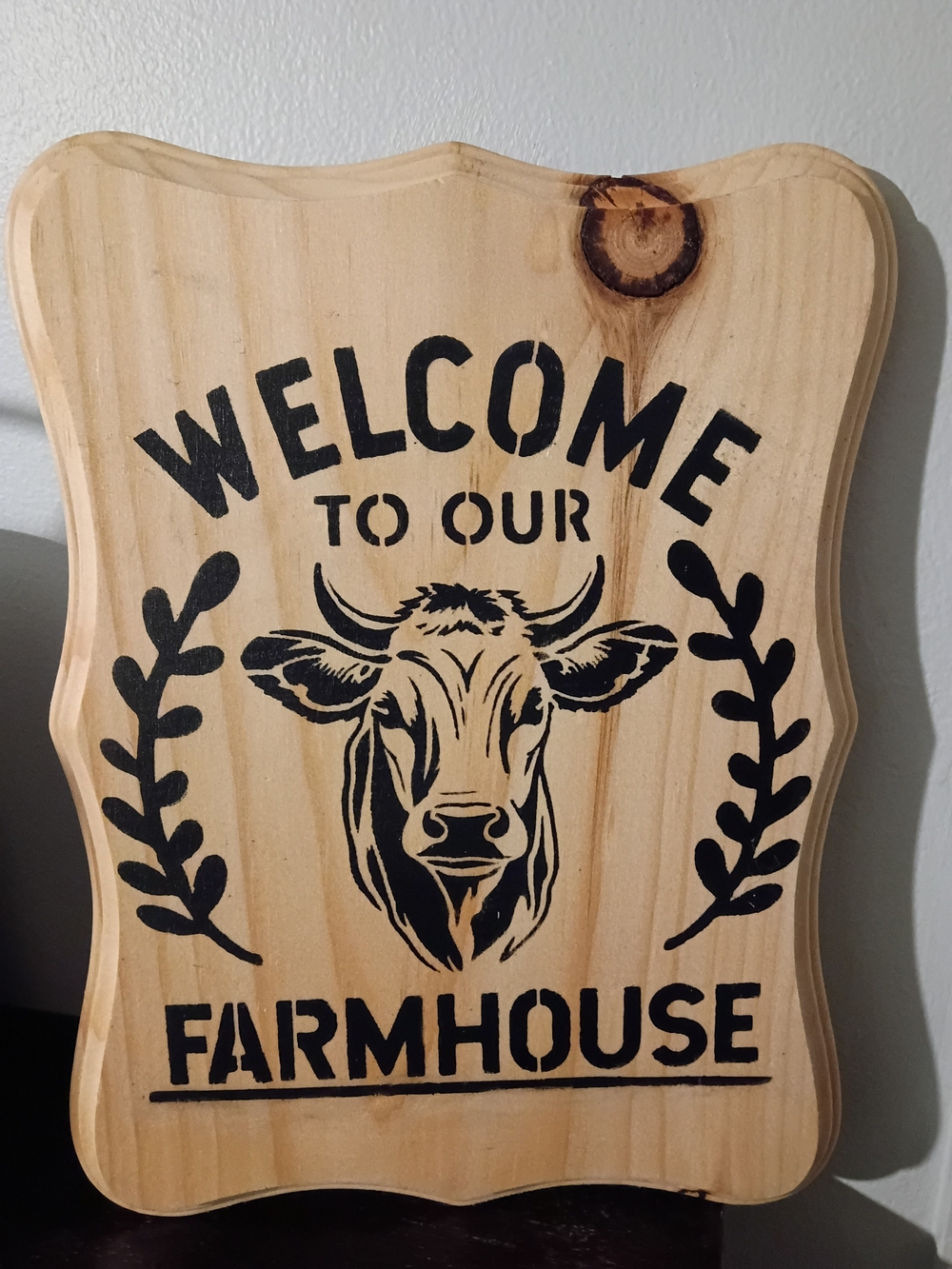 Welcome to Our Farmhouse Wood Sign - Natural Wood with Black Print